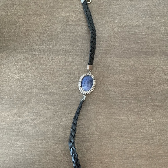 12 in choker. Faux leather, faux lapis - Picture 2 of 3